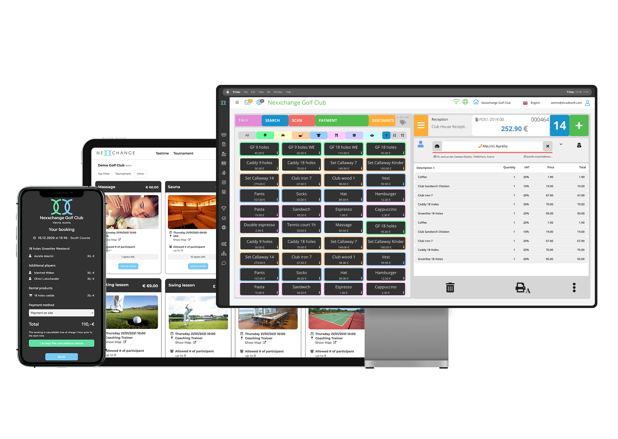 screenshot of Nexxchange GolfSuite